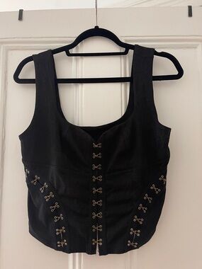 Free People Black Sleeveless Bustier Crop Top